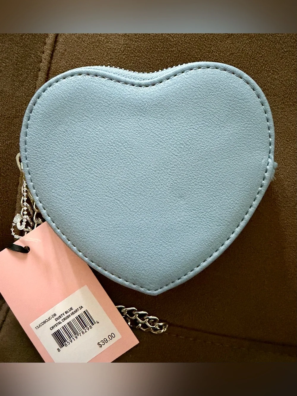 Juicy Couture Dusty Blue Crystal Crush Heart Wristlet NWT